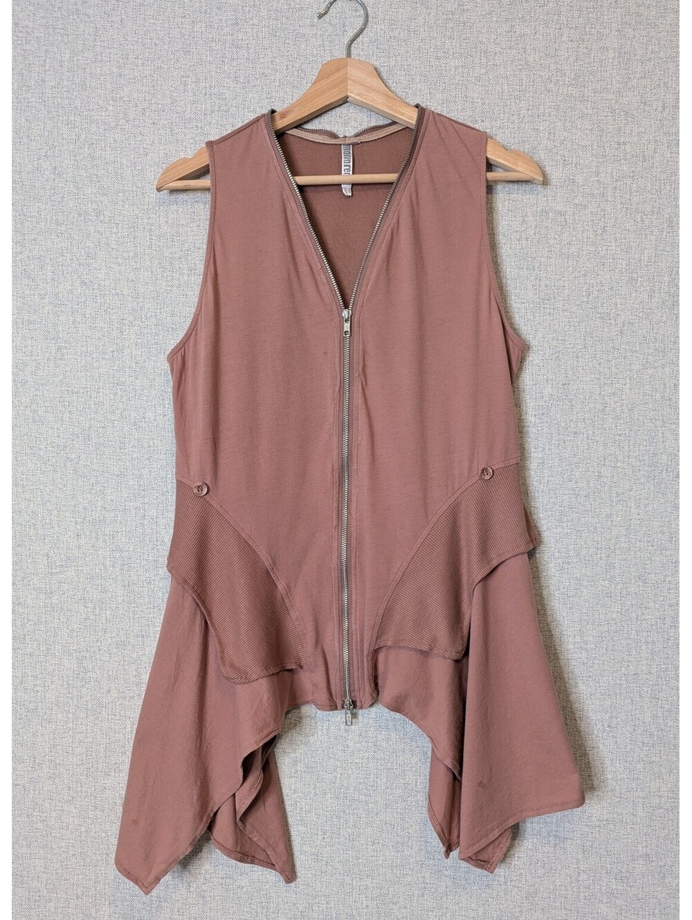 Monoreno zip front draped paneled handkerchief top